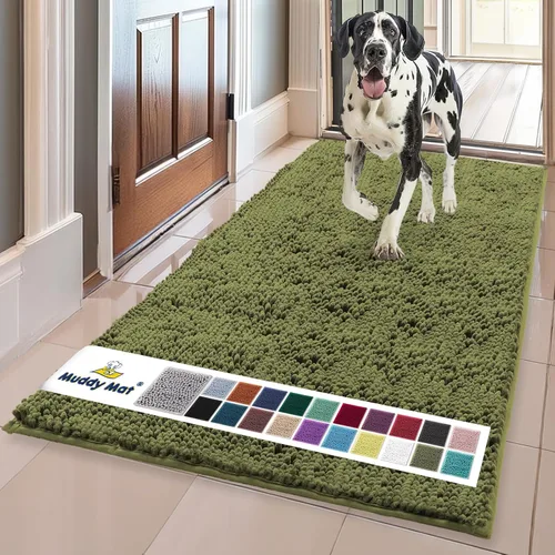 Vista 33 de Muddy Mat® - Tapete de microfibra superabsorbente para mascotas, antideslizante y lavable, de felpilla, secado rápido, para entrada, interior y Gris