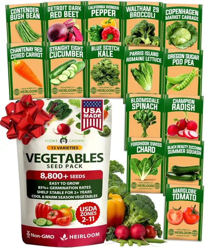 Vista 45 de 32 semillas de verduras y frutas tradicionales para plantar - Más de 16,000 semillas Bóveda de semillas de supervivencia sin OMG Alta