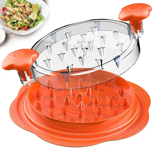 Vista 10 de SURETIVIAN Desmenuzadora de Pollo Desmenuzadora Grande de Pechuga de Pollo Herramienta Giratoria con Cepillo y Tenedor, Máquina Desmenuzadora