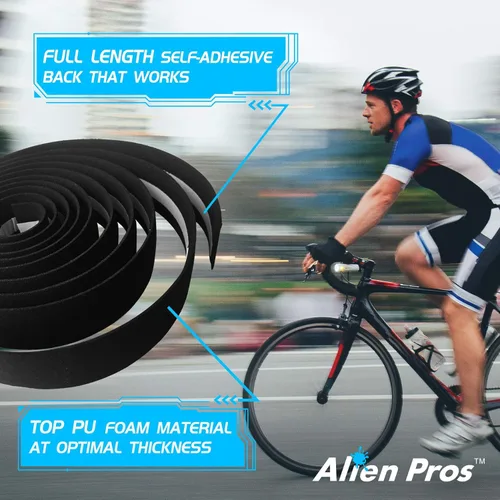 Vista 5 de ALIEN PROS Cinta de manubrio de bicicleta EVA (juego de 2) azul – Mejora el agarre de tu bicicleta con esta cinta para manillar de bicicleta