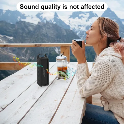 Vista 7 de TXEsign Funda de silicona compatible con altavoz portátil Anker Soundcore 2, funda protectora de viaje con asa y mosquetón para altavoz Anker