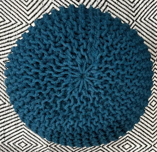 Vista 31 de FRELISH DECOR - Puf redondo otomano tejido a mano, 100% algodón, puf de punto, silla de suelo para sala de estar, reposapiés de dormitorio para sofá