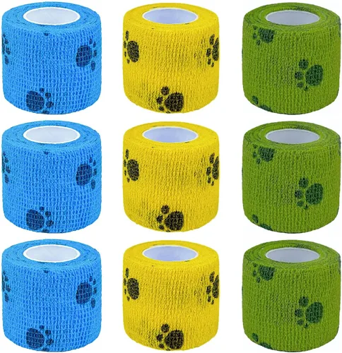 Vendaje autoadhesivo, 9 unidades de 2 pulgadas x 5 yardas, cinta adhesiva no tejida, envoltura para mascotas para perros, caballos, mascotas de Joedy