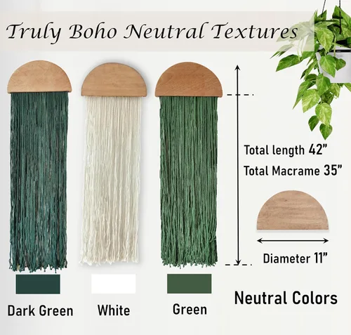 Vista 3 de Induslyfe Tapiz de macramé para colgar en la pared, 3 piezas, tejido bohemio para el hogar, elegante, decoración de pared geométrica bohemia