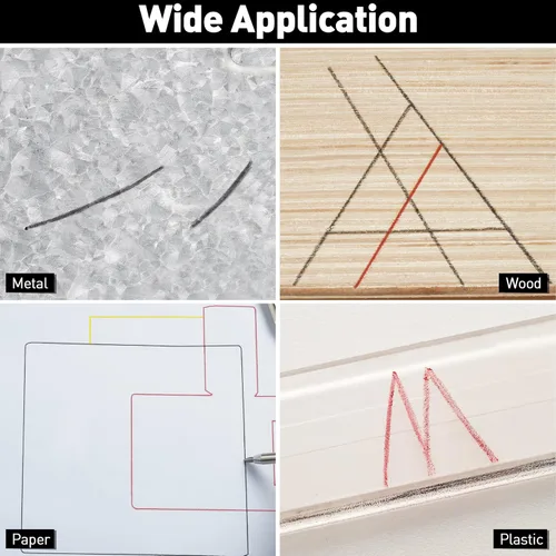 Vista 4 de Hiboom Paquete de 6 lápices de carpintero con sacapuntas, punta de agujero profundo de punta larga con 36 recambios de 0.09 pulgadas