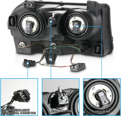 Vista 5 de AmeriLite para 2005-2010 Chrysler 300 [Tipo Halógeno] Juego de conjunto de faros delanteros Xtreme de doble LED Halos negros - Lado del pasajero