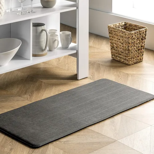 Vista 10 de nuLOOM Tapete cómodo trenzado casual antifatiga para cocina o lavandería, 2 x 4, color negro