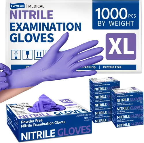 Vista 8 de Supmedic Medical Soft Max - Guantes desechables de nitrilo lila, 1000 unidades, sin látex, sin polvo, no estériles, seguros para alimentos, examen