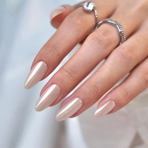 Vista 2 de BTArtbox - Uñas postizas medianas almendradas color marrón glaseado, de gel suave reutilizable, con pegamento, 30 piezas en 15 tamaños, diseño Nuts