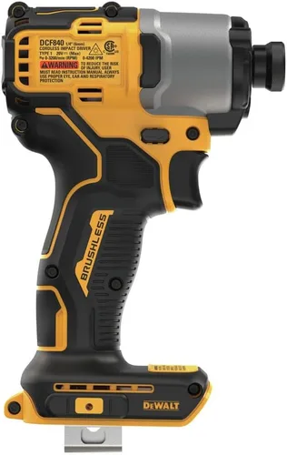 Vista 4 de DEWALT Destornillador de impacto inalámbrico sin escobillas de 20 V MAX* 1/4 pulgadas (solo herramienta) (DCF840B)