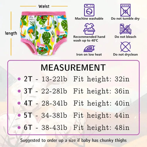 Vista 6 de Max Shape 6 paquetes de ropa interior de entrenamiento para niñas con capa absorbente de cena, pantalones reutilizables de entrenamiento