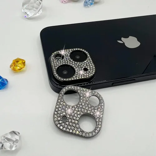 Vista 17 de Paquete de 2 protectores de lente de cámara con purpurina para iPhone 11/iPhone 12 Mini, protector de metal con diamantes brillantes para lente