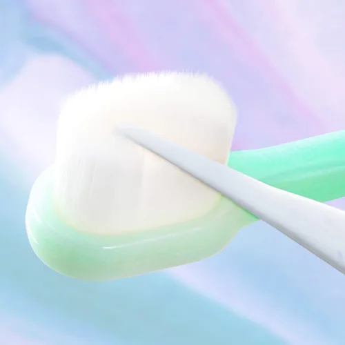 Vista 4 de Cepillo de dientes para niños, funciona con pilas, verde azul amarillo, cerdas ultra suaves, cabeza de tamaño pequeño, limpieza efectiva, mango