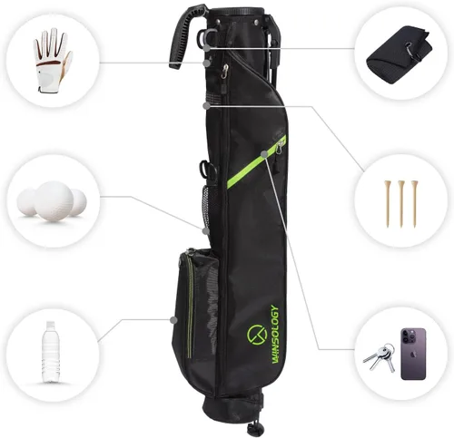 Vista 5 de Bolsa de golf ligera y fácil de transportar con correa y soporte para el campo de conducción, par 3 y campos ejecutivos, bolsas de golf para hombres