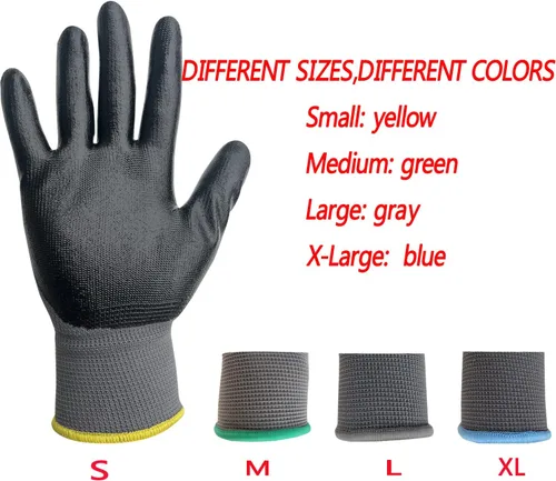 Vista 2 de Guantes de trabajo con revestimiento de nitrilo, 12 pares. Guante de trabajo multiusos ligero.