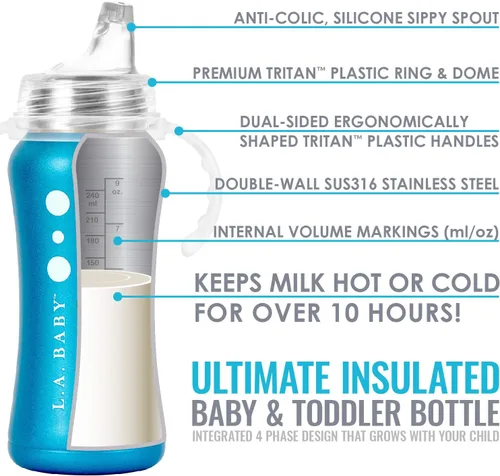 Vista 2 de Ultimate - Vaso para beber de acero inoxidable Vaso aislado de 9 onzas para niños pequeños que aísla más de 10 horas Sin fugas, silicona