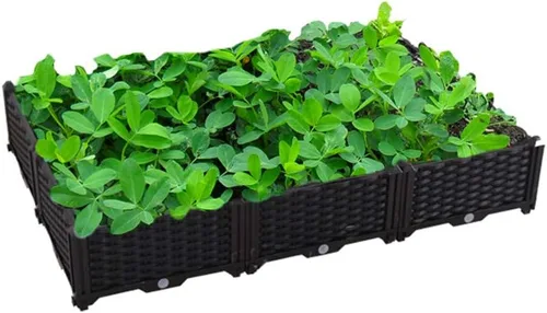 Vista 12 de Hershii Kits de cama elevada de jardín, contenedores rectangulares de plástico para plantas profundas, para interiores y exteriores, verduras, Blanco