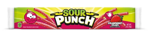 Vista 2 de Sour Punch Pajitas agrias de fresa bandeja de 2 onzas (paquete de 24)