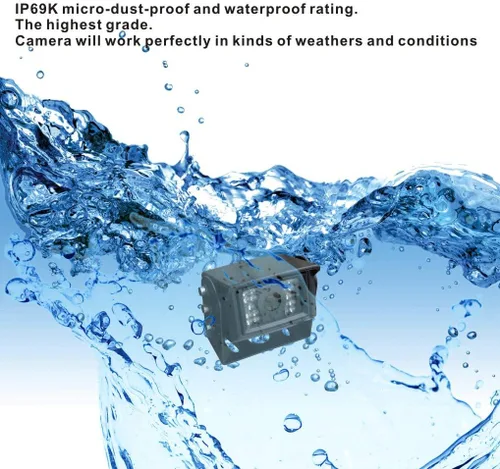 Vista 6 de AHD 1080P Sistema de cámara de visión trasera inversa de 7 pulgadas, cámara con visión nocturna, impermeable, IP69K, a prueba de vibraciones, 10G