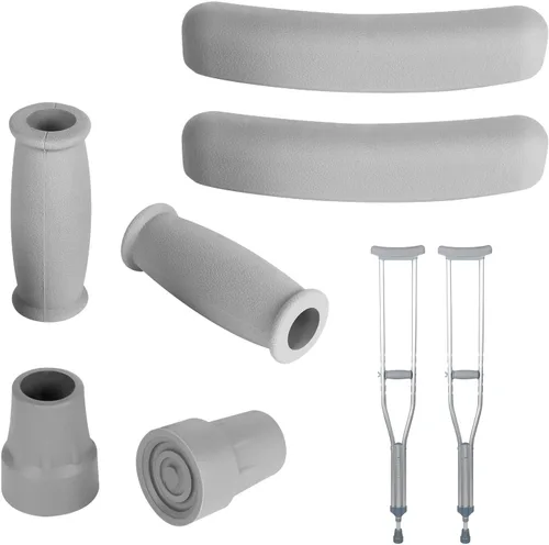 Vista 8 de Almohadillas de repuesto para muletas y empuñaduras de mano y puntas de muletas para axilas, funda de mango y almohadilla para pies, kit