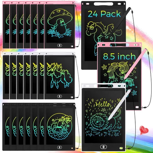 Vista 9 de Zhehao Tableta de escritura LCD de 24 piezas, tablero de garabatos de 8.5 pulgadas, colorido, reutilizable, almohadilla de dibujo, aprendizaje
