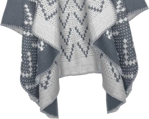 Vista 49 de Urban CoCo Poncho de colores para mujer, chal con frente abierto, color en bloques