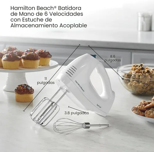 Vista 9 de Batidora de mano con tapa de fijado a presión Hamilton Beach 62682RZ, color blanco, M, Blanco