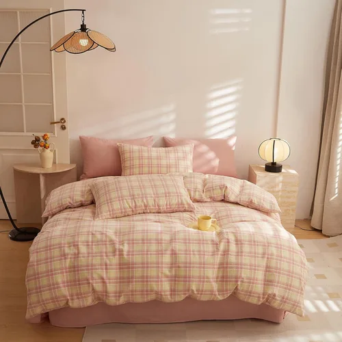 Vista 20 de VClife - Juego de ropa de cama de algodón tamaño queen con estampado floral rosa y blanco, transpirable, 3 piezas, estilo vintage, con cierre