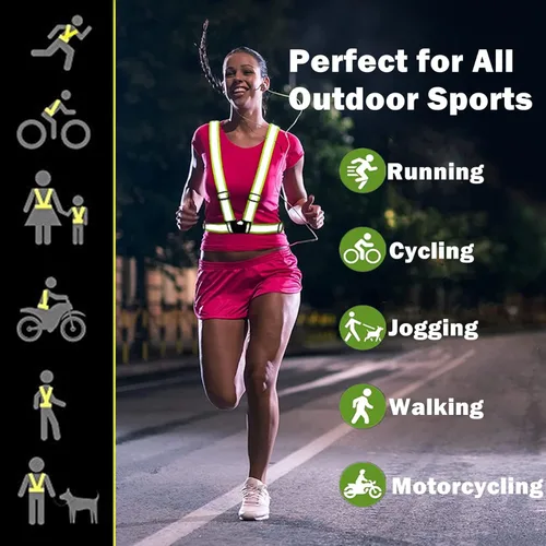 Vista 5 de Reflective Running Gear Reflective Vest & Reflective Armband & Reflective Belt 3 Pcs Set, High Visibility Reflective Gear Night Cycling Walking