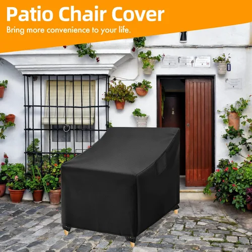 Vista 6 de WLEAFJ Fundas impermeables para sillas Adirondack de exterior, color negro, fundas para muebles de césped y patio, fundas resistentes para asientos