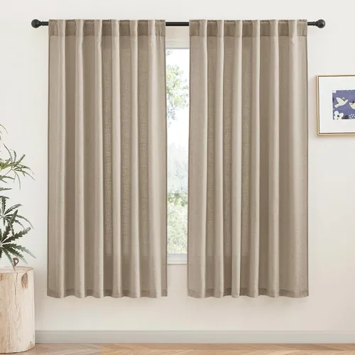 Vista 19 de RYB HOME Cortinas y cortinas blancas – Cortinas semitransparentes con textura de lino, paneles de privacidad para sala de estar, dormitorio, Blanco