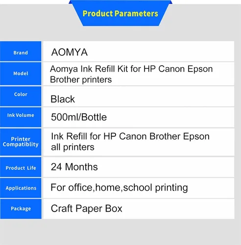 Vista 2 de Aomya Kit de recarga de tinta de 8.5 fl oz de tinta universal negra a granel para impresoras de inyección de tinta Canon HP Epsn Brother, cartucho