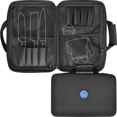 Vista 8 de XYJ Chef's Knife Roll Bag - Estuche de transporte para cuchillos de lona con asas duraderas y correa para el hombro