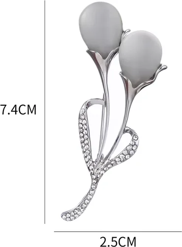 Vista 5 de Guoshang - Broche de lirio de ópalo para mujer, color oro rosa, para abrigos, chaquetas, suéteres, accesorios