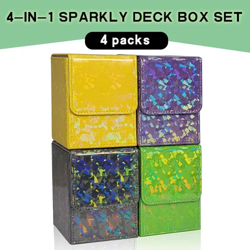Vista 2 de Dmoicols 4 Paquetes Caja de Mazos de Cartas Contiene 400+ Cartas con Fundas Individuales, Caja de Almacenamiento de Cartas de Material Láser