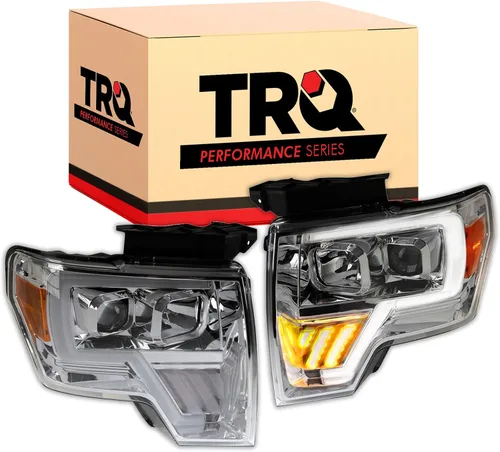 Vista 49 de TRQ Juego de Conjunto de Ensamble de Faros de 2 Piezas de Desempeño Halógeno con Marco Cromado Conductor y Lado del Pasajero Compatible con Mercedes