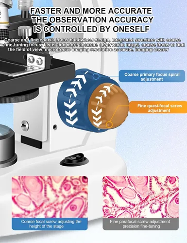 Vista 8 de Microscopio trinocular para adultos WF10x y lentes WF25x 40X-5000X de magnificación, microscopio LED trinocular compuesto de laboratorio digital