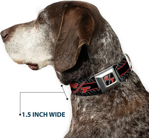 Vista 7 de Buckle-Down DC-WCL011-S CLL Dodge Challenger R/T Emblem Collar de perro a todo color negro/blanco/rojo, pequeño/9-15