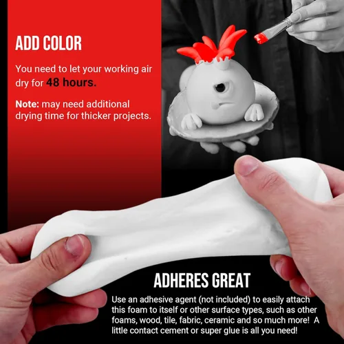 Vista 4 de CALPALMY Arcilla seca al aire (bolsa de 1.1 libras) – Arcilla de espuma blanca moldeable para cosplay – Arcilla suave de secado al aire para niños