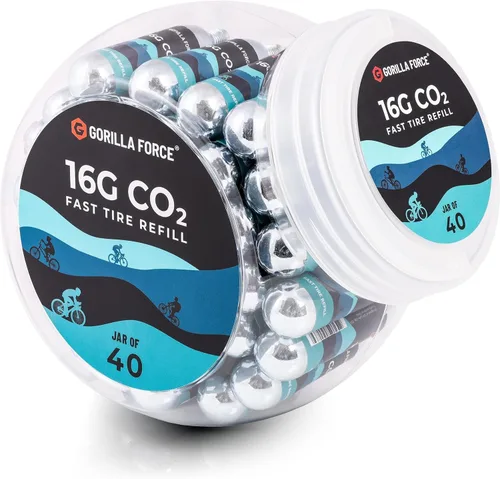 Vista 9 de Gorilla Force CO2 Cartridges for Bikes - Threaded 16g & 25g Refills for Tire Inflators, Bicycle Cycling, Road MTB Gravel E-Bike, Fits Most C02