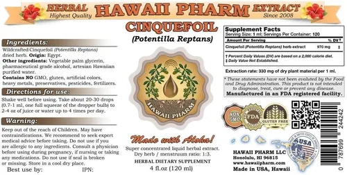 Vista 2 de HawaiiPharm - Extracto líquido de Cinquefoil, Cinquefoil (Potentilla Reptans), suplemento de tintura de hierbas secas en polvo, 2 onzas