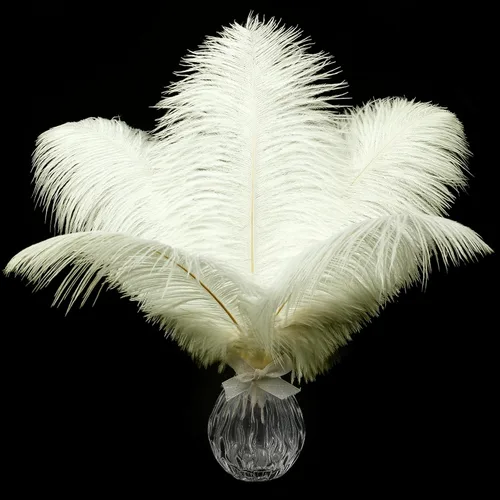 Vista 39 de Soarer Plumas de avestruz beige a granel, 30 piezas de 8 a 10 pulgadas para centros de mesa de boda, decoración del hogar y manualidades (beige)