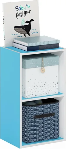 Vista 63 de Furinno - Estantería de cubos de 4 niveles serie Luder para libros y almacenamiento, color verde y blanco