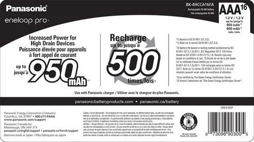 Vista 3 de Eneloop Panasonic Pro NiMh AAA Baterías 1.2V 16pk recargable y cargador de batería rápido de 4 horas con 4 luces indicadoras LED