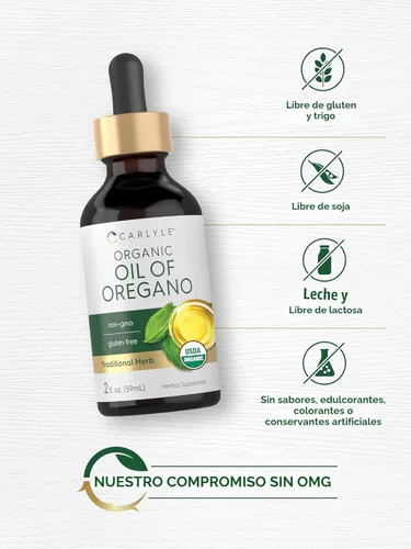 Vista 5 de Carlyle Gotas líquidas de aceite orgánico de orégano - 2 onzas líquidas - 1 año de suministro Suplemento de hierbas veganas Sin OMG, sin gluten