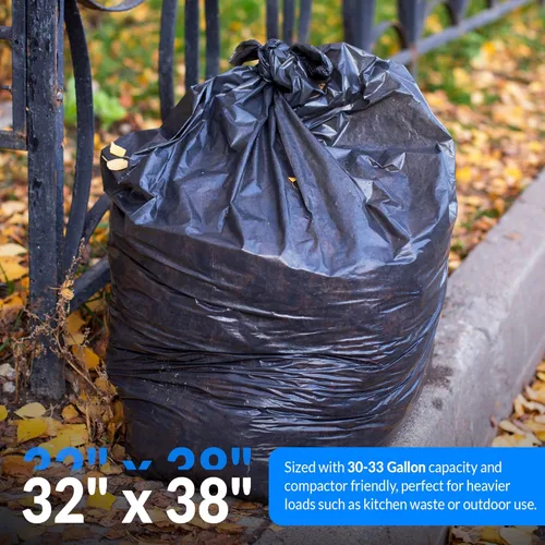 Vista 4 de Reli. SuperValue - Bolsas de basura de 33 galones, 125 unidades, fabricadas en Estados Unidos, resistentes, bolsas de basura negras multiusos