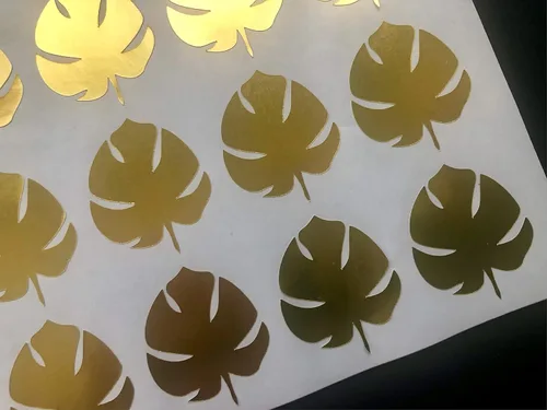 Vista 8 de 30 Gold Foil Monstera Stickers, Monstera Leaves, Plant Leaf Stickers, Tropical Stickers, Gold Labels For Envelopes
