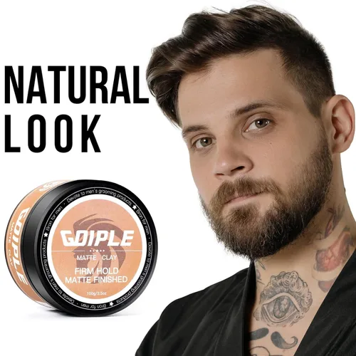 Vista 3 de Arcilla para peinar el cabello, pasta mate para el cabello para hombres, textura mate a base de agua, pomada de arcilla ideal para todos los tipos