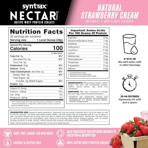 Vista 11 de Syntrax Nectar Naturals, aislado de proteína de suero totalmente natural, suave y cremoso, chocolate natural, 2 libras.