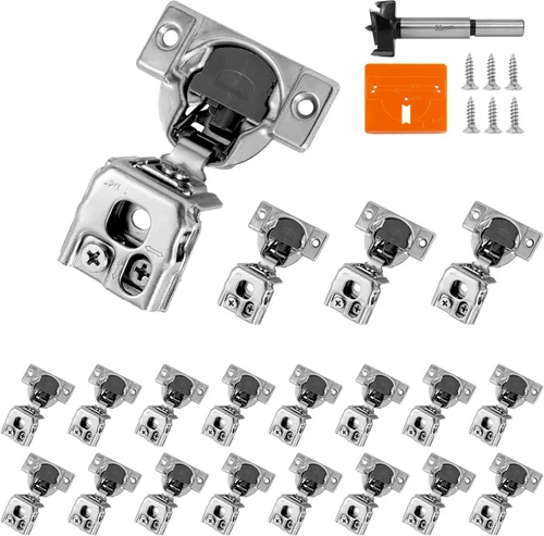 Vista 27 de Bisagras de gabinete de 1 pulgada de superposición con cierre suave, 2 paquetes de bisagras de cierre lento y suave para gabinetes de cocina